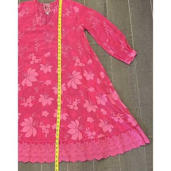Johnny Was Nathy Lily Dress Medium Size Hot Pink Embroidery Floral NWT $598 - Picture 7 of 13
